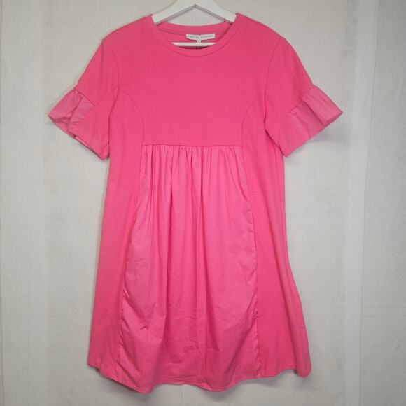 NWT English Factory Mixed Media Ruffled Short-Sleeve Mini Dress - Picture 2 of 10